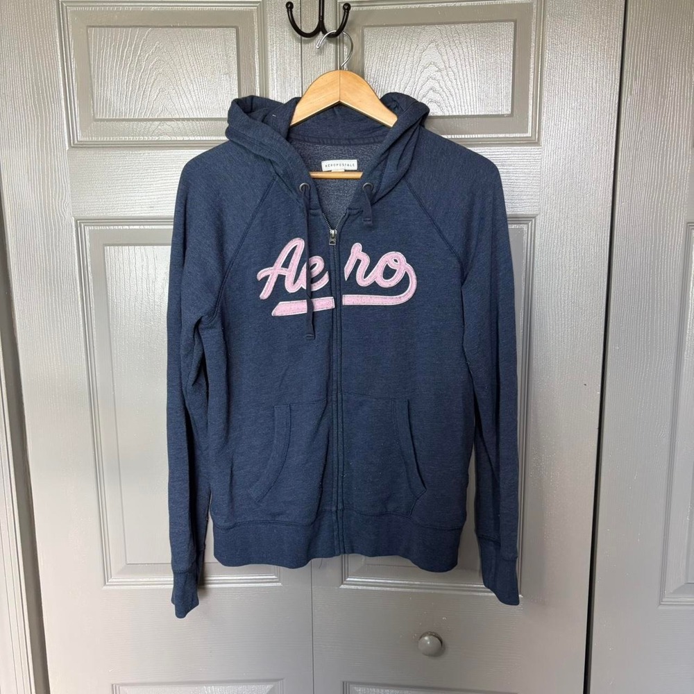Aeropostale hoodie  Size large blue zip up‎ preppy summer classic